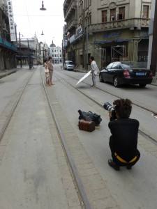 With the spectacular backdrop of old Nanjing Lu, a fashion shoot was in progress the day of my visit. 