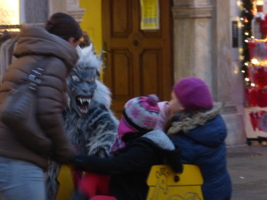 The youngest Krampus we witnessed gave a scare to the even younger children.